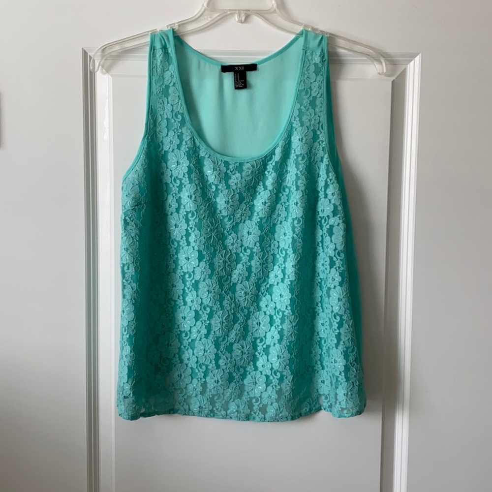 Forever21 | Mint Green Floral Chiffon Tank